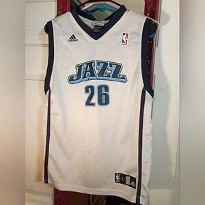 Adidas Jazz Basketball Jersey - White and Navy